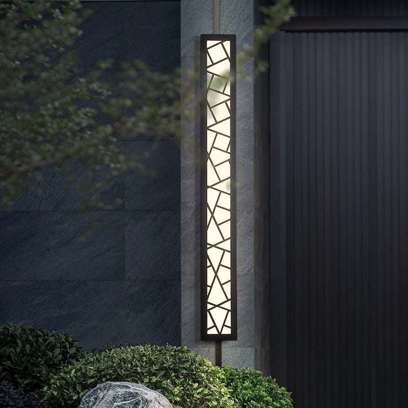 Outdoor waterproof wall lamp with New Chinese style design, mounted on a garden villa exterior.