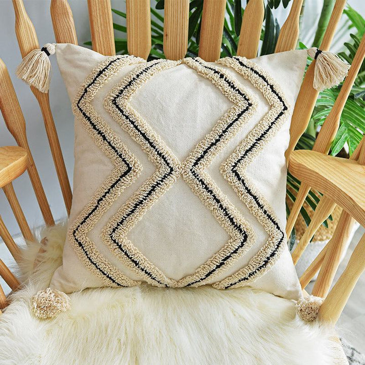 Modern minimalist Nordic style pillowcase with geometric patterns, cotton material, suitable for various living spaces.