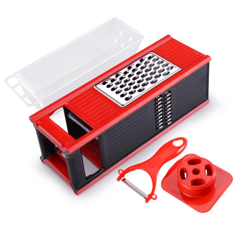 Multifunctional kitchen utensils cutting tool with four-sided blade and drain storage box.