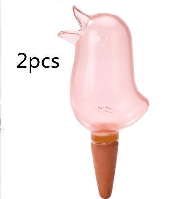 Cute bird-shaped self-watering spikes for potted plants, made of ABS and terracotta.