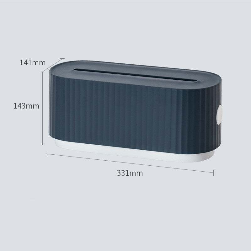 Power Strip Wire Case Cable Storage Box with dimensions 331x143x141mm, featuring a sleek design with a simple blue and white color scheme.