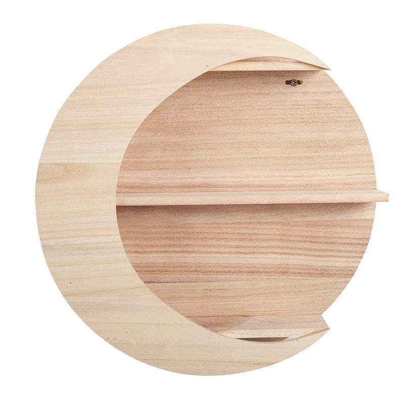 Nordic minimalist wall shelf made of paulownia wood in an abstract design.