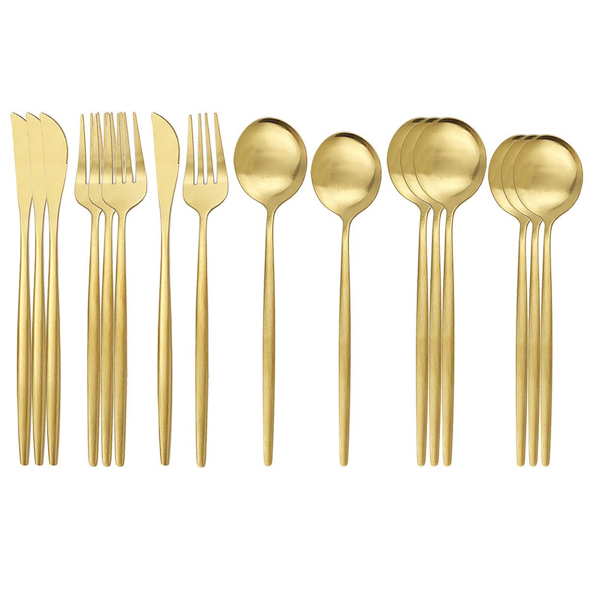 Stainless steel matte 16-piece Western cutlery set with corrosion-resistant design.