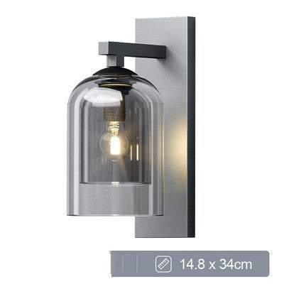 Nordic wall lamp with glass shade and LED light for home spaces.