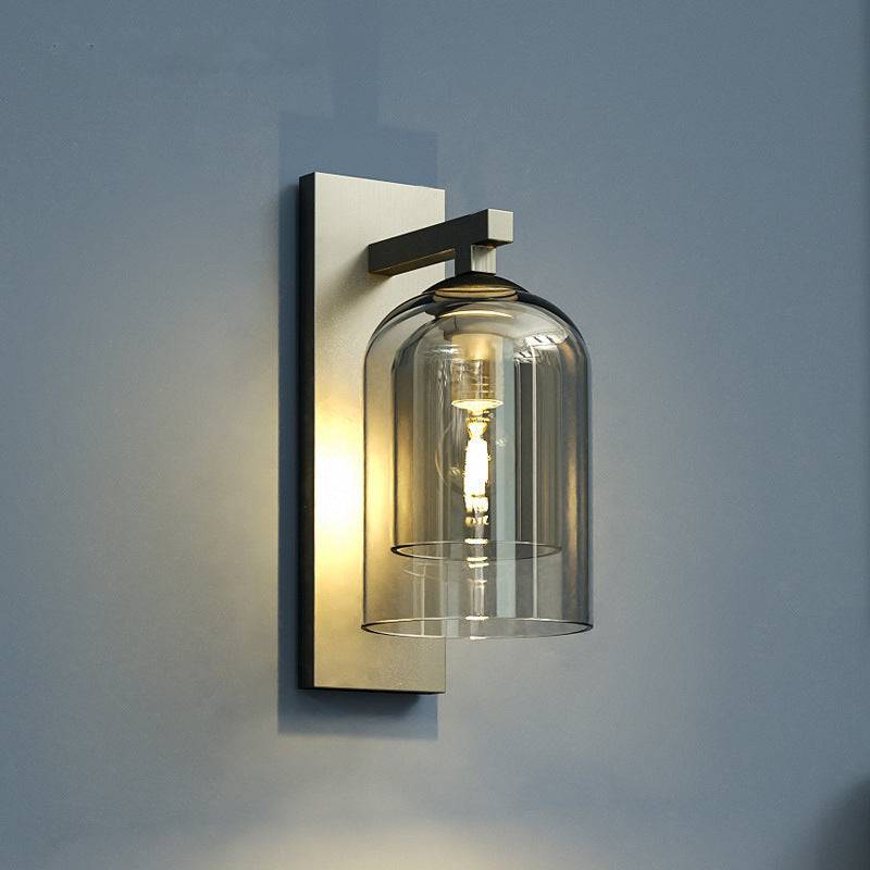 Nordic wall lamp with glass shade and LED light, ideal for homes, in a sleek designer villa style.