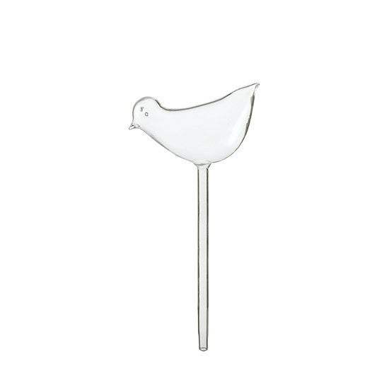 Green plant potted automatic watering device in bird-shaped high borosilicate glass.