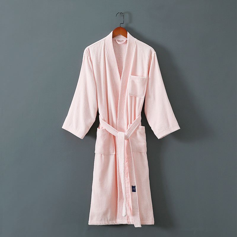 Five star hotel bathrobe for men and women, cotton mink fabric, pink, suitable for winter.