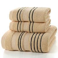 Household pure cotton towels in khaki color with a soft, skin-friendly texture.