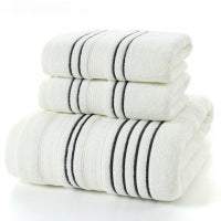 Household pure cotton towel set with jacquard design in white.
