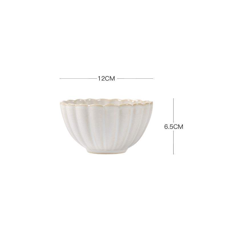 Round Nordic ceramic dish, Japanese style, plain pattern, 8-inch porcelain tableware.