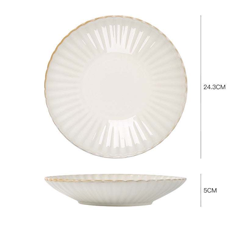 Nordic ceramic dish, Japan-inspired round porcelain plate, 8-inch, pure color design.