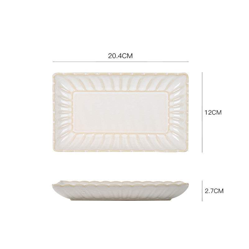 Nordic ceramic dishes, 8-inch round porcelain plate, Japanese style, plain design.