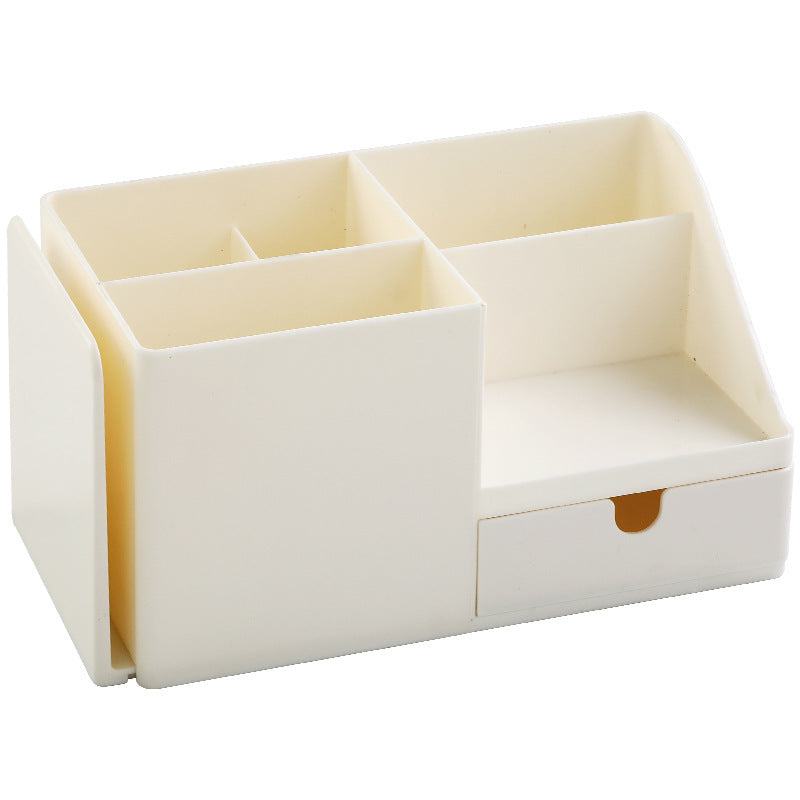 Office desktop clutter sorting rack in white ABS plastic with multiple compartments for file storage.