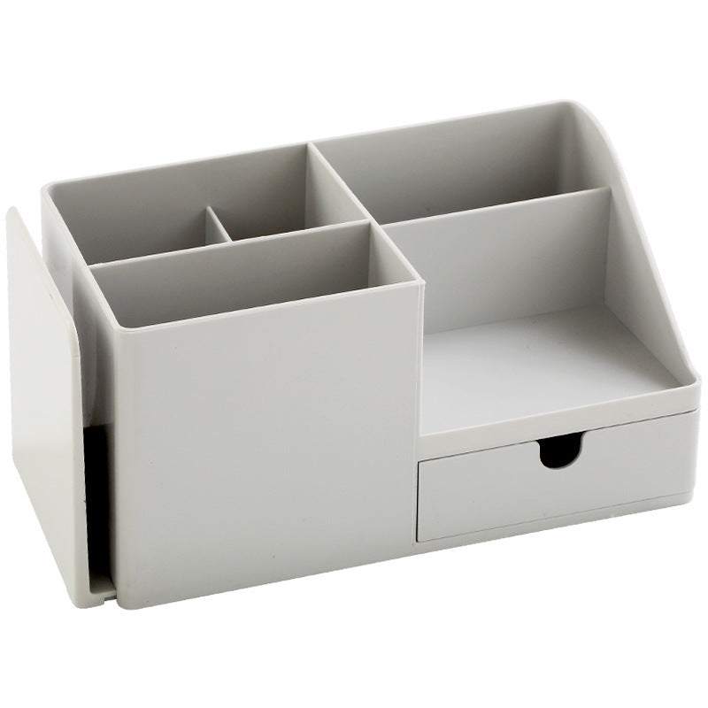 Office desktop clutter sorting rack in white ABS plastic with compartments.