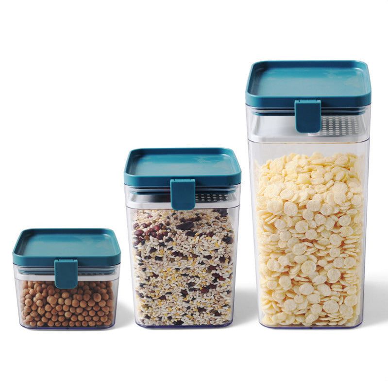 Round household kitchen sealed jars in various sizes, featuring modern design, made from ABS, AS, PP, and silicone, suitable for microwave use.