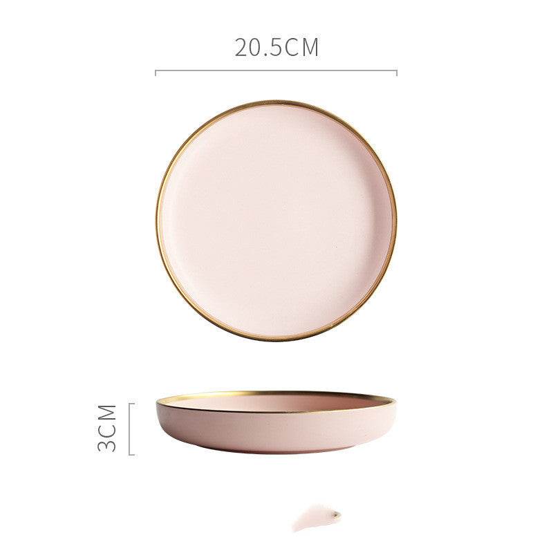 Nordic style porcelain bowl in solid color with gold rim, suitable for drinking tea.