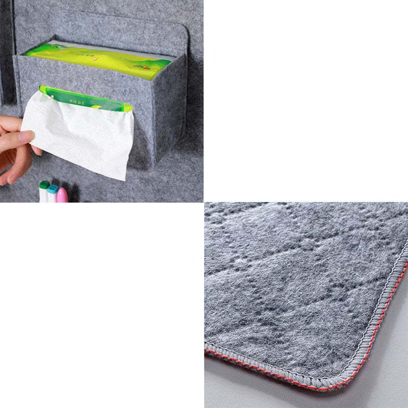 Storage Felt Board with pocket and stitching detail, made of waterproof cotton and linen material.
