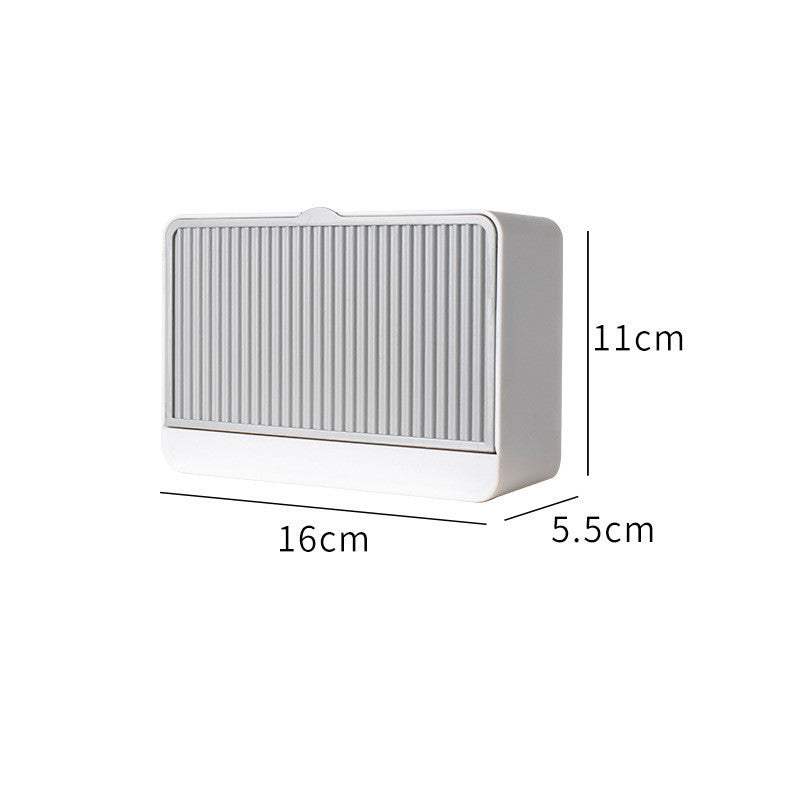 Wall Mounted Cosmetic Storage Box with cover, grey and white, ideal for bathroom organization.