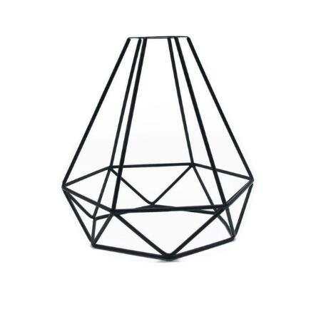 Minimalist hollow table lamp with iron frame and geometric design.