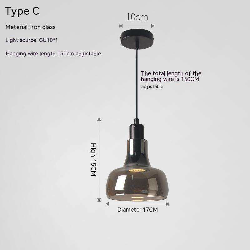 Creative Glass Shadow Chandelier LED Lighting Fixture with adjustable hanging wire, iron glass material.