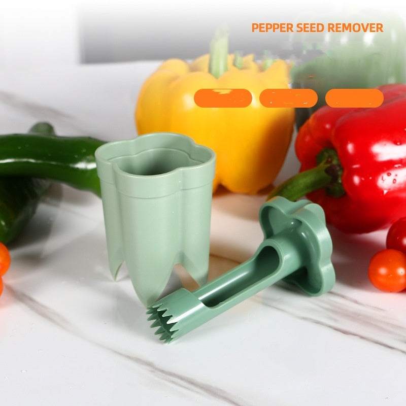 Household kitchen tool for removing cores from produce, modern and simple style, green ABS material.