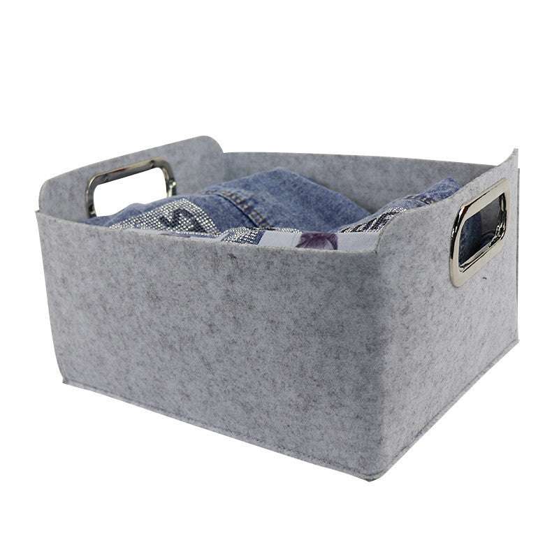 Nordic felt storage basket with sturdy handles, ideal for organizing clothes and toys.