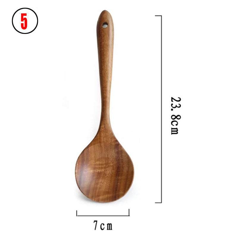 Thailand Teak Natural Wood Cooking Spoon with Long Handle, 23.8cm x 7cm.