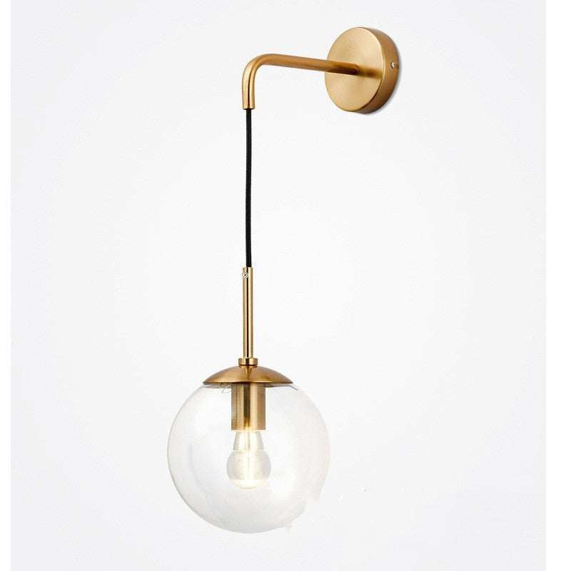 Nordic Glass Wall Lamp with golden light body for living room or bedroom.
