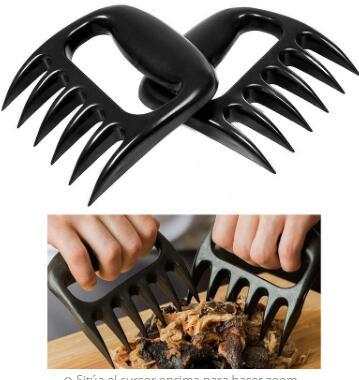 Bear Claw Shredder tools shredding meat for BBQ, black plastic material, non-slip design.