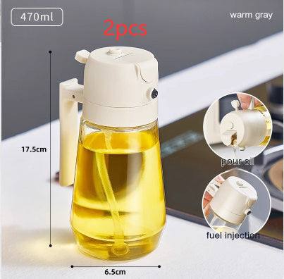 470ml olive oil sprayer dispenser with ergonomic handle and dual functionality for cooking.