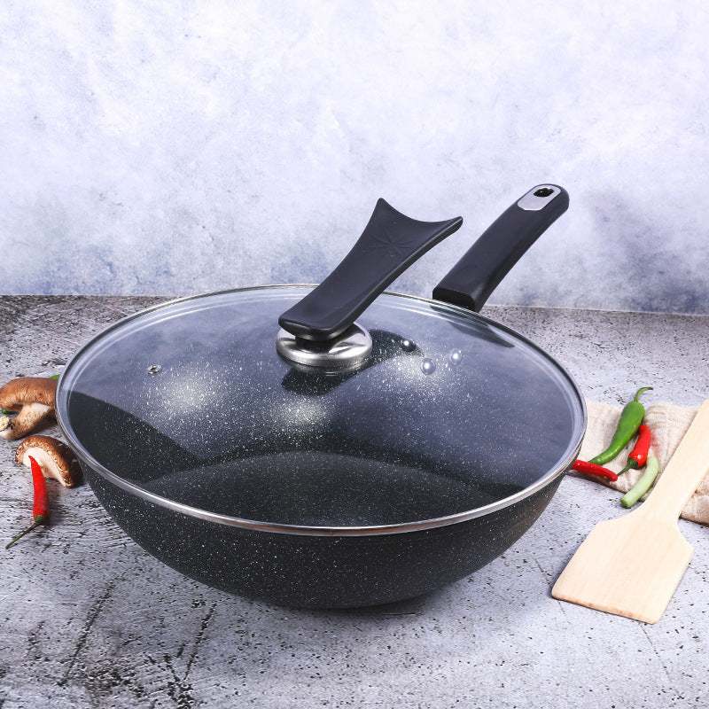 Three-piece Cookware Set with Non-stick Wrought Iron Material and Composite Multilayer Bottom, Ideal for Gas Stoves.