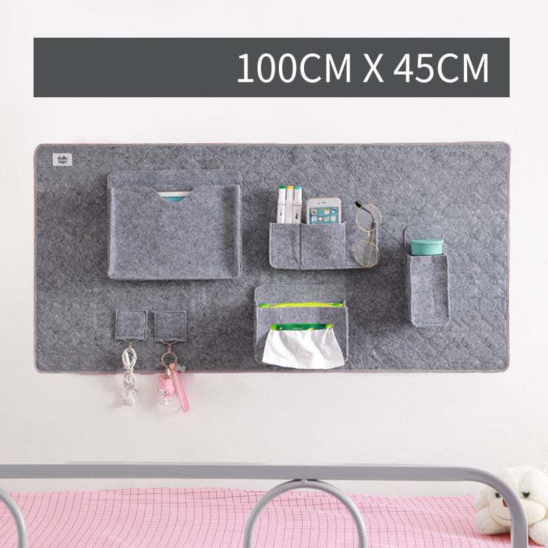 Storage Felt Board with pockets for organizing, size 100cm x 45cm, grey felt material.
