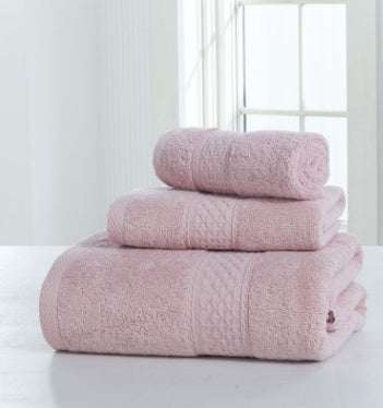 cotton soft double-sided thickening towel set in light pink