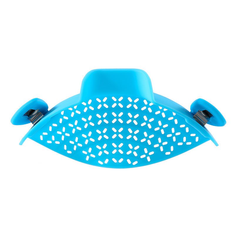 Silicone pot side drain stopper in sky blue with modern minimalist design.