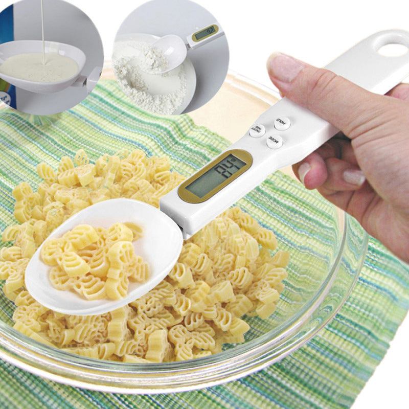 LCD Digital Kitchen Scale electronic spoon measuring pasta with LCD display.
