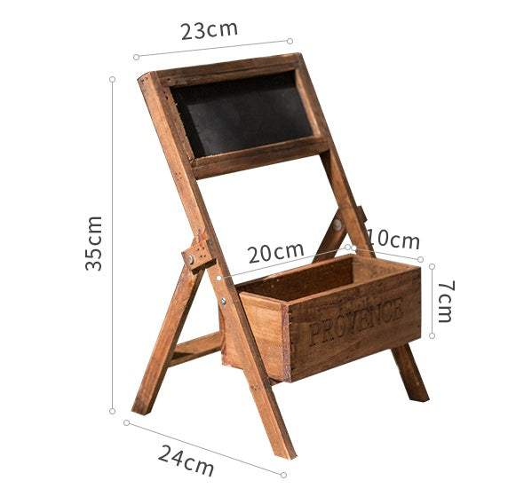 Medium solid wood flower box with blackboard for garden decoration, floor type.