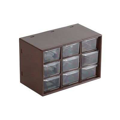 Transparent drawer desktop storage box with compartments in brown, ideal for organizing stationery and sundries.