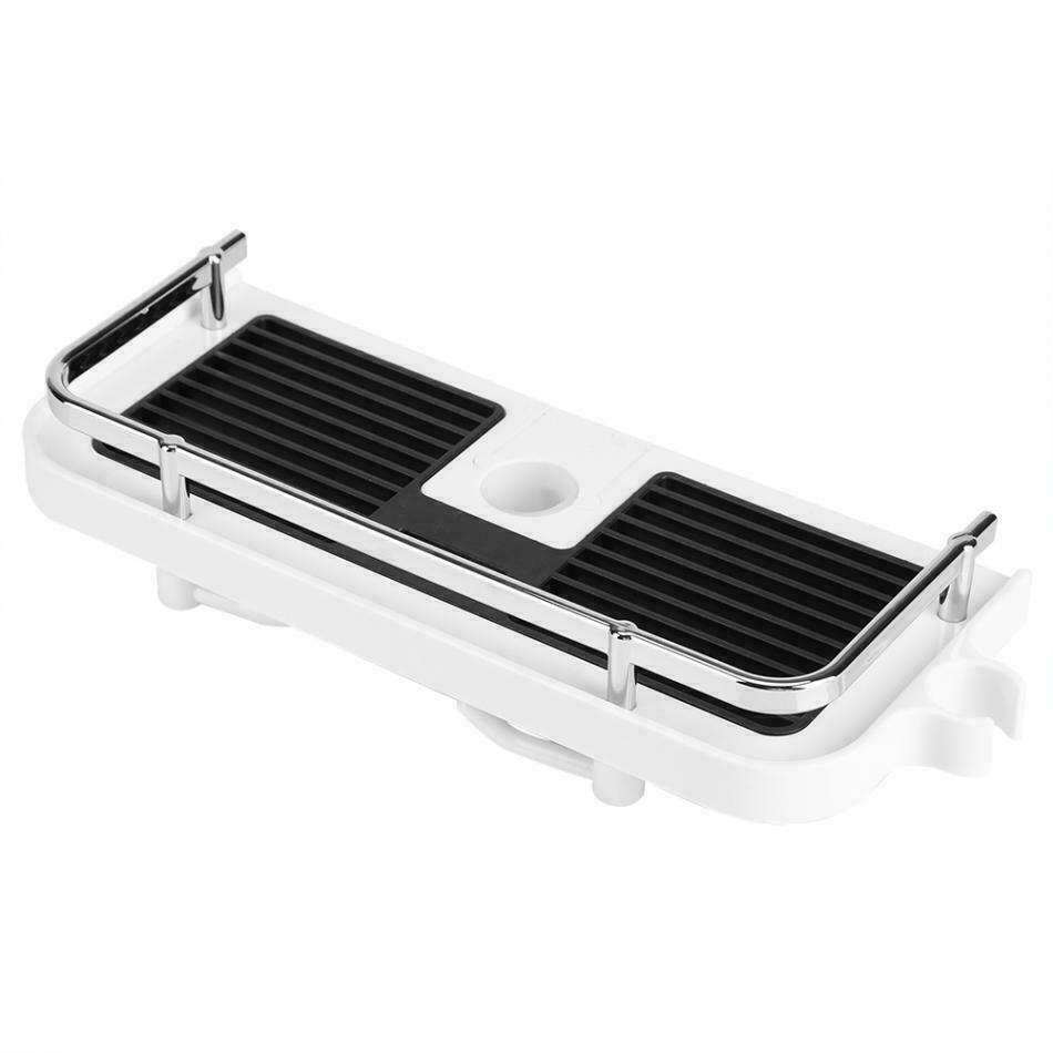No drilling shower shelf with durable ABS, hollow bottom for drainage, and easy installation.