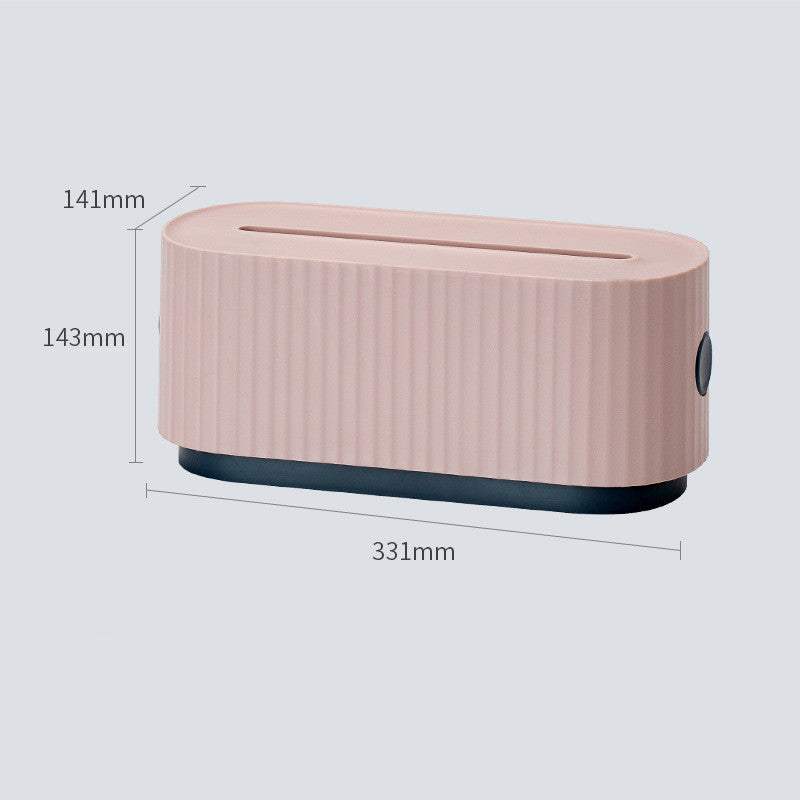 Power Strip Wire Case Cable Storage Box, pink blue, large capacity, multifunctional with cable holes, HIPS material, simple design.