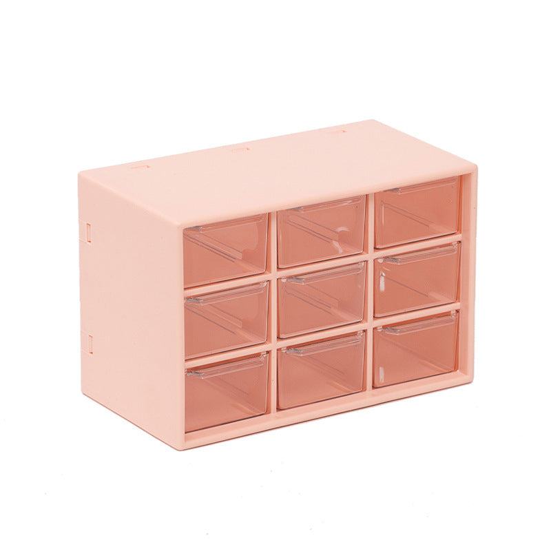 Transparent desktop storage box with compartments for organizing stationery and sundries.