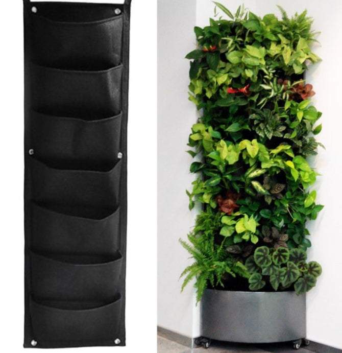 Vertical wall garden hanging planting bags with 18 pockets, perfect for indoor and outdoor use, made from eco-friendly felt for growing herbs, flowers, and vegetables.