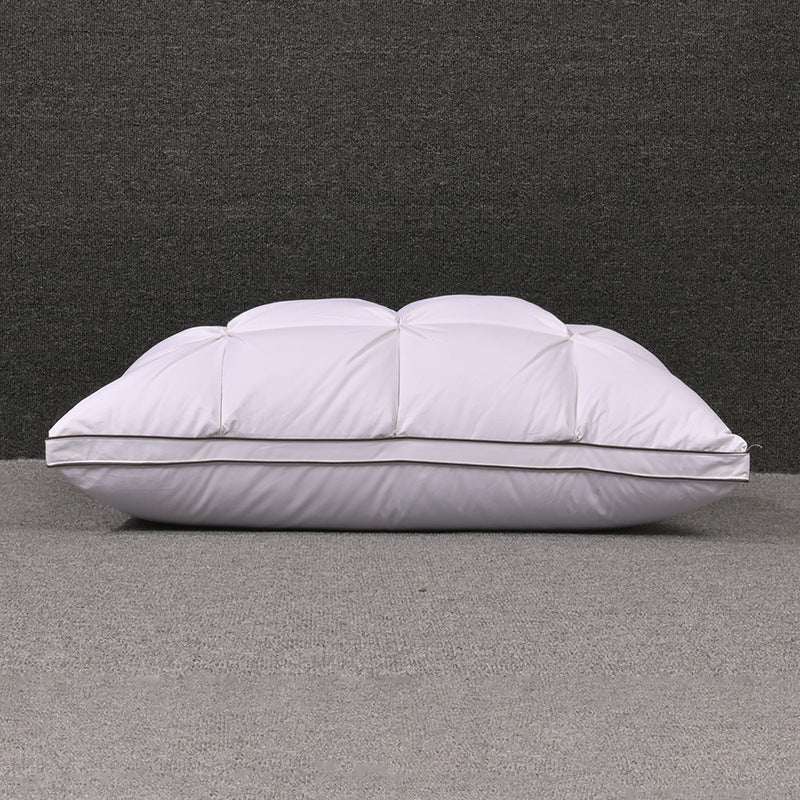 White goose down cotton pillow featuring plush design for household sleep aid.