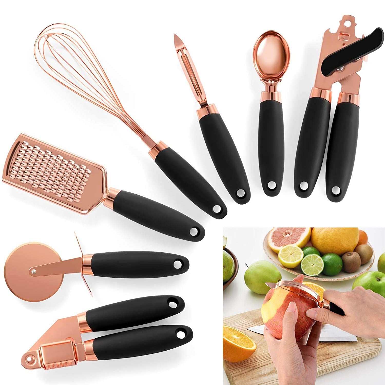 Stainless Steel Kitchen Gadgets 7 Piece Set with Modern Minimalist Design