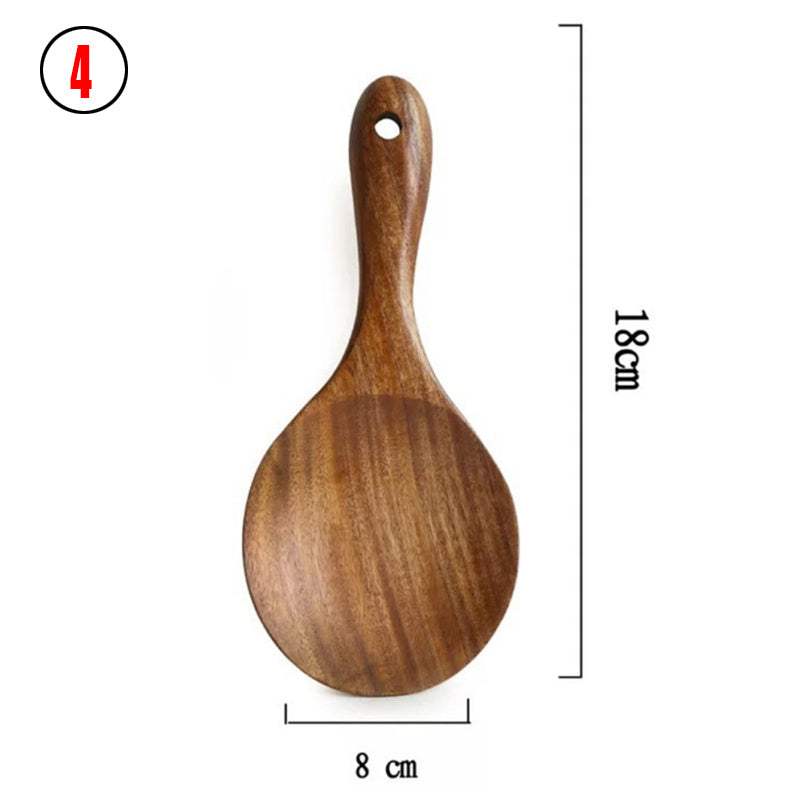 Thailand Teak Natural Wood Cooking Spoon with Measurements