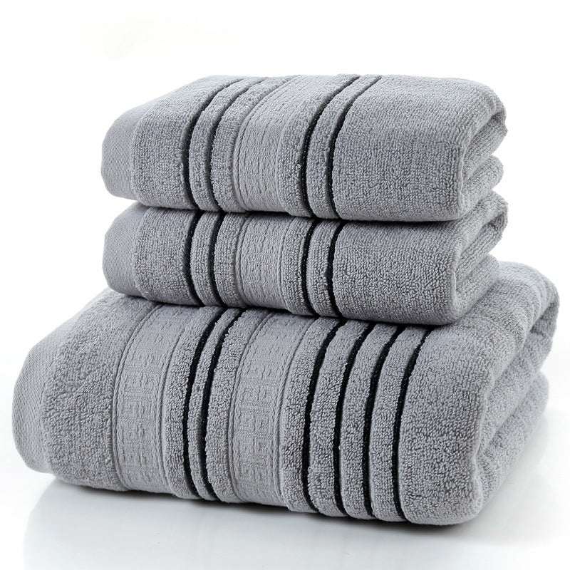 Gray household pure cotton towel set with a soft, skin-friendly texture.