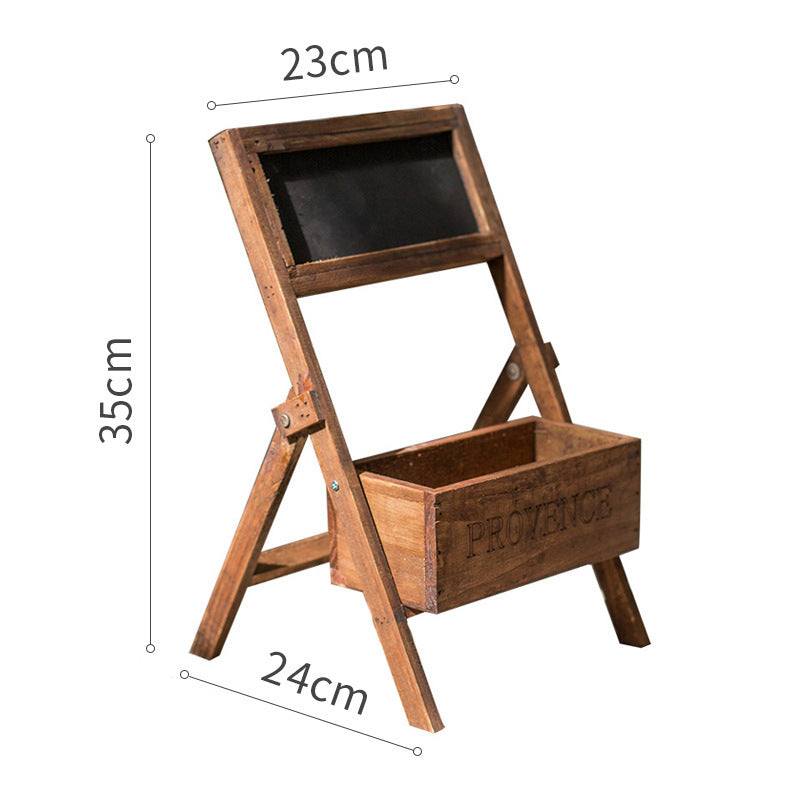 Medium solid wood flower box with blackboard, garden decoration.