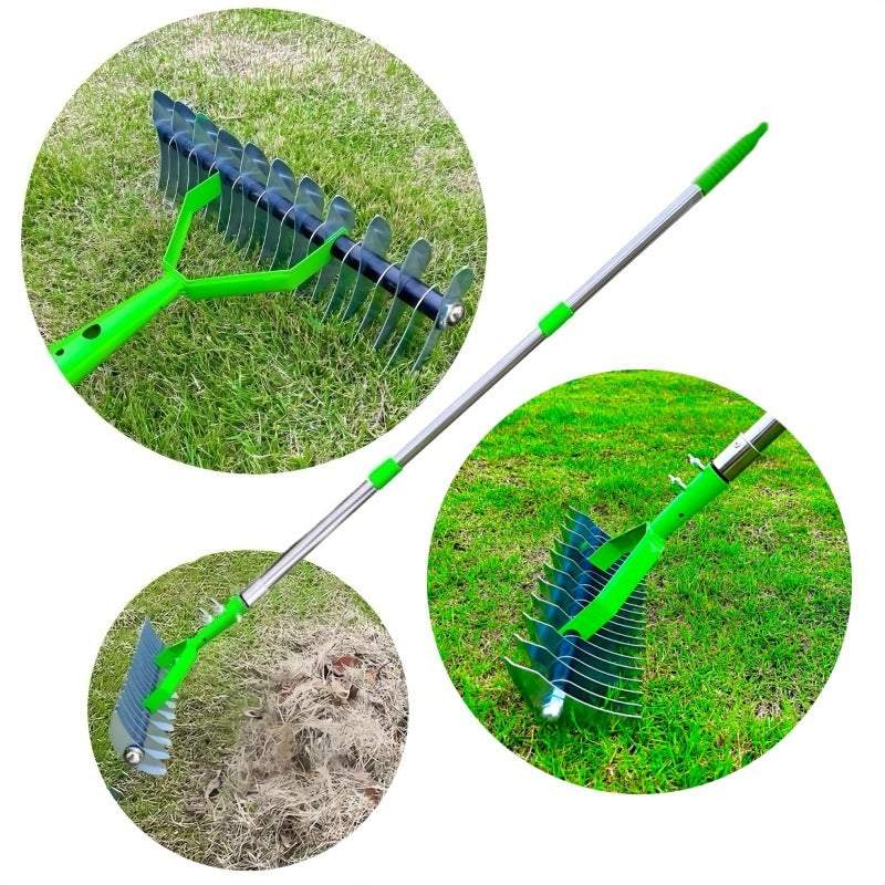 Gardening tools lawn hay rake with carbon steel design for grass cleaning.