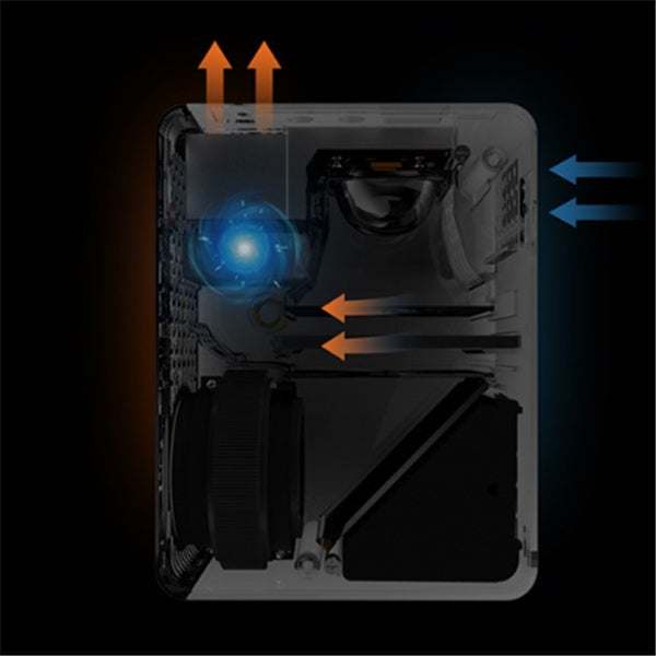 projector USB smart projector internal components with airflow diagram