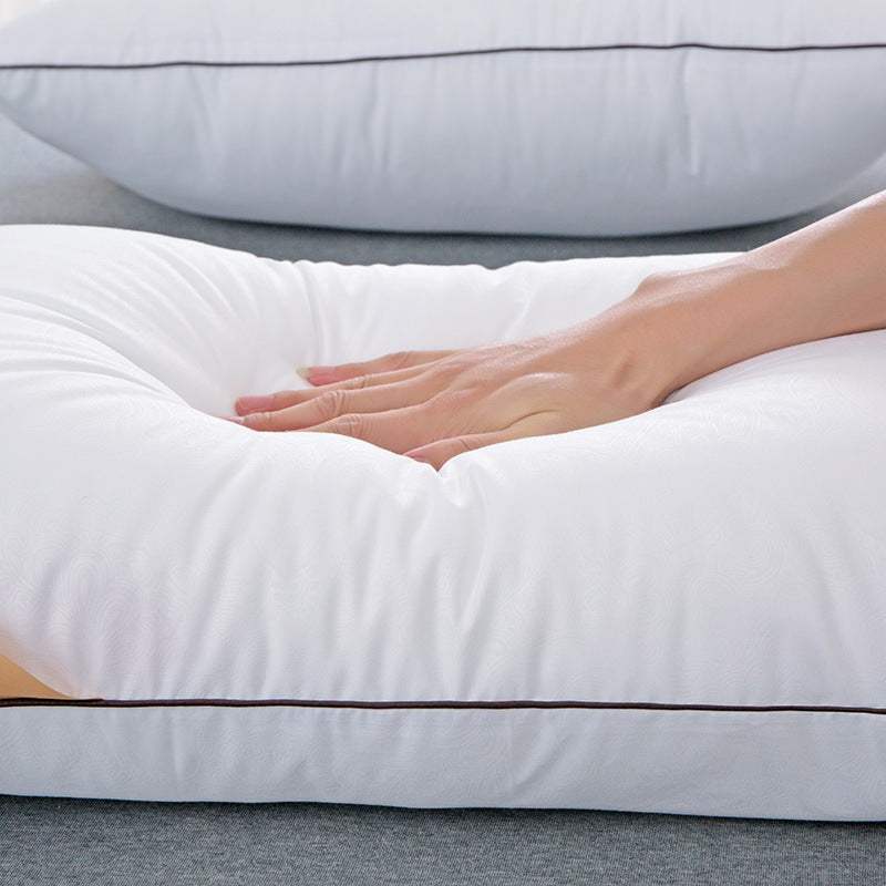 Five-star hotel pillow with cervical support, rectangular, polyester fiber filling.