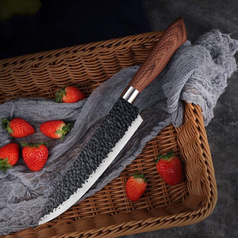 Household Fish Fillet Slicing Knife with Wooden Handle in Basket